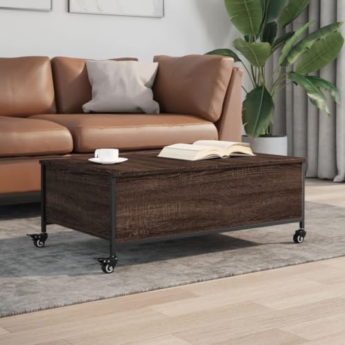 Qnhdfrt Couchtisch mit Rollen Braun Eiche 91x55x34 cm Holzwerkstoff Beistelltisch mit Stauraum für Wohnzimmer Qnhdfrt Couchtisch mit Rollen Braun Eiche 91x55x34 cm Holzwerkstoff Beistelltisch mit Stauraum für Wohnzimmer von Qnhdfrt