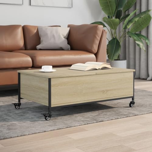 Qnhdfrt Couchtisch mit Rollen Sonoma-Eiche 91x55x34 cm Holzwerkstoff mit Stauraum für Wohnzimmer Modernes Design und Beweglichkeit Qnhdfrt Couchtisch mit Rollen Sonoma-Eiche 91x55x34 cm Holzwerkstoff mit Stauraum für Wohnzimmer Modernes Design und Beweglichkeit von Qnhdfrt