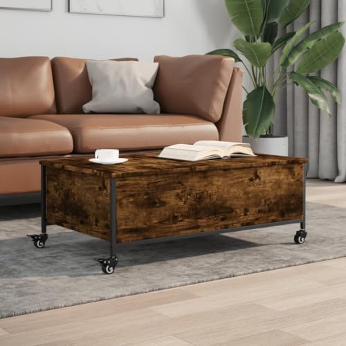 Qnhdfrt Couchtisch mit Rollen in Räuchereiche Holzwerkstoff 91x55x34 cm Beistelltisch Couch Tisch mit Stauraum und 2 Bremsrollen für Wohnzimmer Qnhdfrt Couchtisch mit Rollen in Räuchereiche Holzwerkstoff 91x55x34 cm Beistelltisch Couch Tisch mit Stauraum und 2 Bremsrollen für Wohnzimmer von Qnhdfrt