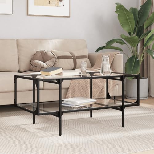 Qnhdfrt Couchtisch mit Transparenter Glasplatte 98,5x50x45 cm Stahlgestell und Holzwerkstoffen Modernes Design Robust Pflegeleicht für Wohnzimmer Beistelltisch oder Flur Qnhdfrt Couchtisch mit Transparenter Glasplatte 98,5x50x45 cm Stahlgestell und Holzwerkstoffen Modernes Design Robust Pflegeleicht für Wohnzimmer Beistelltisch oder Flur von Qnhdfrt
