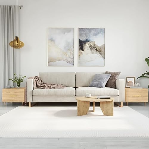 Qnhdfrt Couchtische 2 Stück Sonoma-Eiche Holzwerkstoff Beistelltisch mit Schublade 50x50x40 cm für Wohnzimmer Stauraum und Stabilität durch Eisenbeine von Qnhdfrt