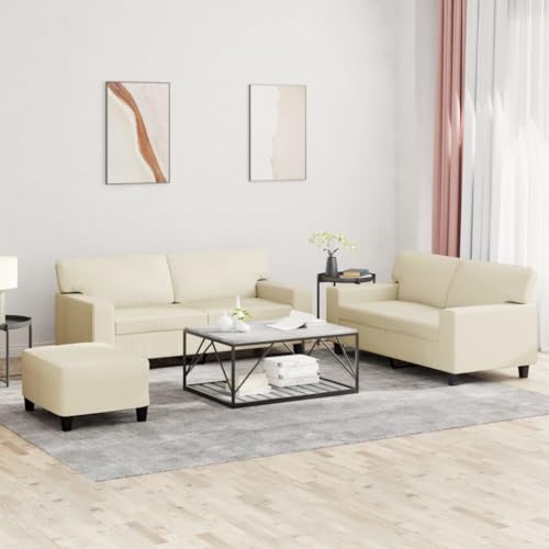 Qnhdfrt Creme Kunstleder Sofagarnitur mit 2 Zweisitzer Sofas und Fußhocker – Robustes Design, Bequeme Polsterung für Wohnzimmer, Balkon oder Jugendzimmer Qnhdfrt Creme Kunstleder Sofagarnitur mit 2 Zweisitzer Sofas und Fußhocker – Robustes Design, Bequeme Polsterung für Wohnzimmer, Balkon oder Jugendzimmer von Qnhdfrt