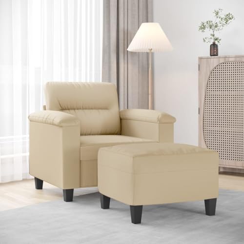 Qnhdfrt Creme Sessel mit Hocker 60 cm Mikrofasergewebe Bequemer Relaxsessel für Wohnzimmer Balkon und Jugendzimmer Modernes Design Robust Qnhdfrt Creme Sessel mit Hocker 60 cm Mikrofasergewebe Bequemer Relaxsessel für Wohnzimmer Balkon und Jugendzimmer Modernes Design Robust von Qnhdfrt