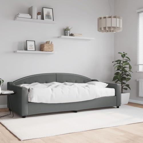 Qnhdfrt Daybed mit Matratze 90x200 cm Dunkelgrau 2 in 1 Schlafsofa aus Stoff und Massivholz Komfortables Gästebett für Wohnzimmer und Schlafzimmer Qnhdfrt Daybed mit Matratze 90x200 cm Dunkelgrau 2 in 1 Schlafsofa aus Stoff und Massivholz Komfortables Gästebett für Wohnzimmer und Schlafzimmer von Qnhdfrt