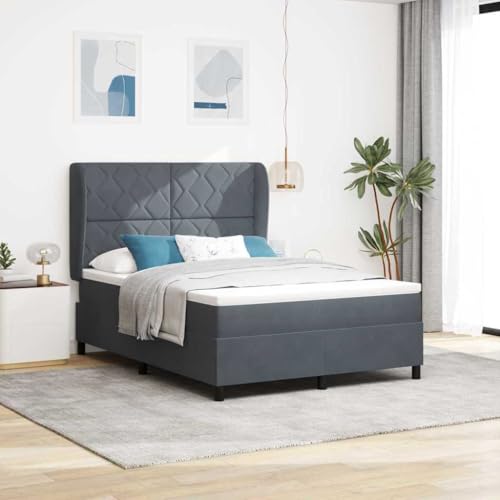 Qnhdfrt Doppelbettmatratze 140 x 190 cm Grau Samt Taschenfederkern mit Topper Mittlere Härte für Erholsamen Schlaf Bezug mit Reißverschluss von Qnhdfrt
