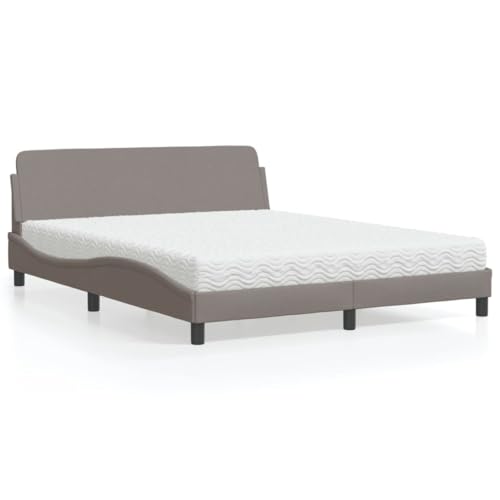 Qnhdfrt Dover Stoff Bettgestell mit Matratze 160x200 cm Taupe Modernes Wellendesign Atmungsaktives Polyester Kopfteil für Lesen und Fernsehen H2 H3 Härtegrad Wahl Qnhdfrt Dover Stoff Bettgestell mit Matratze 160x200 cm Taupe Modernes Wellendesign Atmungsaktives Polyester Kopfteil für Lesen und Fernsehen H2 H3 Härtegrad Wahl von Qnhdfrt