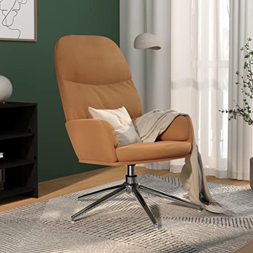 Qnhdfrt Drehbarer Relaxsessel mit Metallrahmen in Taupe Wildleder-Optik 70x77x98 cm Bequemer Loungesessel für Wohnzimmer Schlafzimmer Balkon von Qnhdfrt