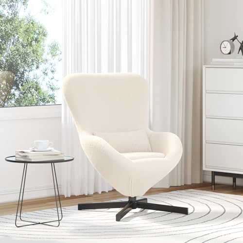 Qnhdfrt Drehbarer Sessel Wohnzimmer Creme Moderner Loungesessel Indoor mit Ergonomischer Polsterung für Leseecke und Wohnbereich von Qnhdfrt