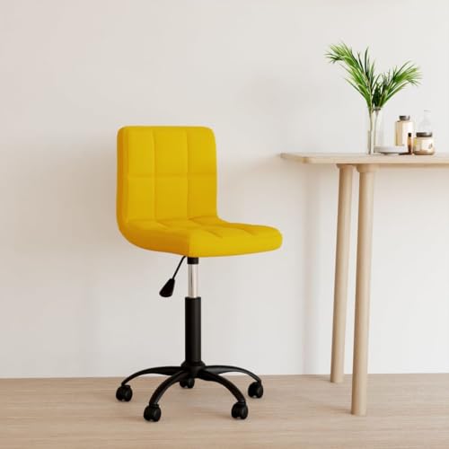 Qnhdfrt Drehstuhl Senfgelb Samt Bürostuhl Höhenverstellbar mit Gasdruckfeder 360 Grad Drehbar Bequem & Langlebig für Home Office Schlafzimmer und Wohnzimmer von Qnhdfrt
