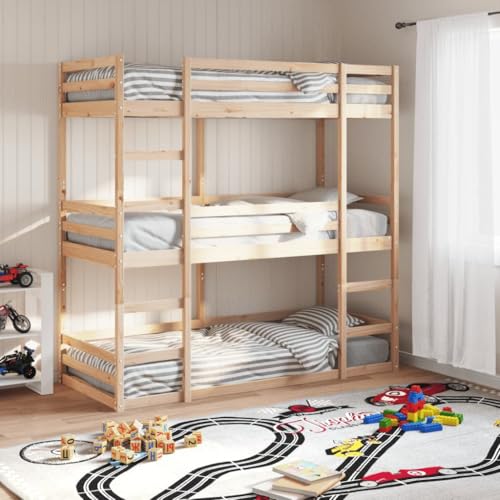 Qnhdfrt Dreifach Etagenbett aus Massivholz Kiefer 80x200 cm Robuste Familienbettlösung mit Schutzgittern und Leiter für optimale Raumnutzung in Kinderzimmern und Gästezimmern Qnhdfrt Dreifach Etagenbett aus Massivholz Kiefer 80x200 cm Robuste Familienbettlösung mit Schutzgittern und Leiter für optimale Raumnutzung in Kinderzimmern und Gästezimmern von Qnhdfrt