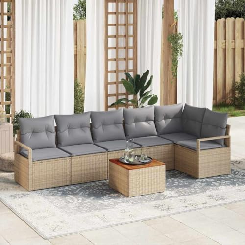 Qnhdfrt Dreisitziges Outdoor Sofa Set Beige Grau Modulares Rattan Gartenmöbel mit Couchtisch Wetterfest für Terrasse Garten Balkon Qnhdfrt Dreisitziges Outdoor Sofa Set Beige Grau Modulares Rattan Gartenmöbel mit Couchtisch Wetterfest für Terrasse Garten Balkon von Qnhdfrt