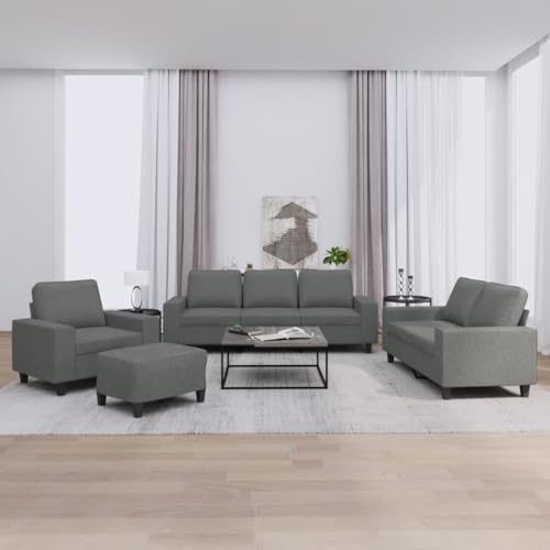 Qnhdfrt Dunkelgrau Stoff Sofagarnitur 3+1 Teile mit Sessel, Sofa und Fußhocker für Wohnzimmer – Robuste Konstruktion, Bequeme Polsterung, Vielseitiges Design Qnhdfrt Dunkelgrau Stoff Sofagarnitur 3+1 Teile mit Sessel, Sofa und Fußhocker für Wohnzimmer – Robuste Konstruktion, Bequeme Polsterung, Vielseitiges Design von Qnhdfrt