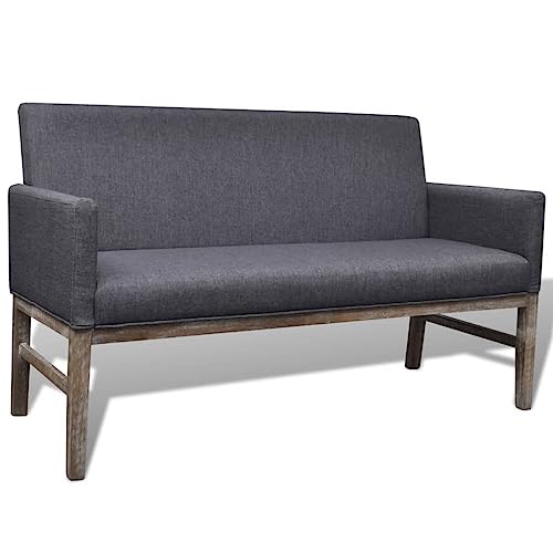 Qnhdfrt Dunkelgraue Polsterbank aus Kautschukholz mit Stoffbezug 140x65x85 cm Bequeme Sitzbank für Wohnzimmer Büro und Balkon von Qnhdfrt