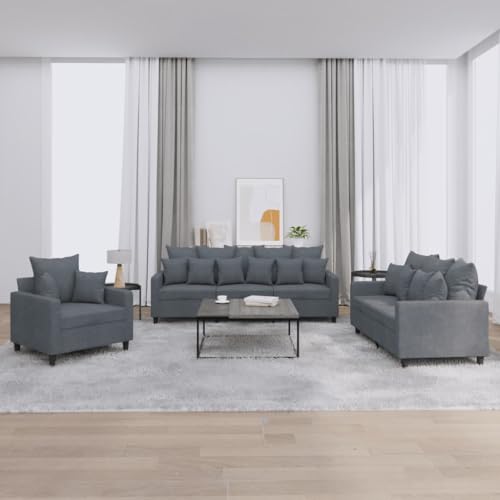 Qnhdfrt Dunkelgraue Samt Sofagarnitur 3-TLG. mit Kissen Bequemes Sofa Set für Wohnzimmer Balkon und Lounge Sessel Couch Komfort Qnhdfrt Dunkelgraue Samt Sofagarnitur 3-TLG. mit Kissen Bequemes Sofa Set für Wohnzimmer Balkon und Lounge Sessel Couch Komfort von Qnhdfrt