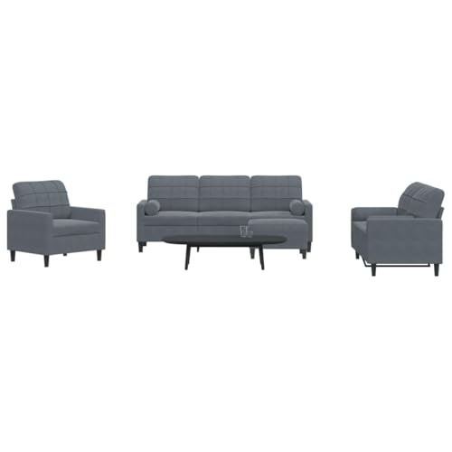 Qnhdfrt Dunkelgraue Samt Sofagarnitur 4-TLG. Set mit Sessel, 2-Sitzer, 3-Sitzer und Fußhocker für Wohnzimmer - Bequemes Design mit Kissen und Nackenrollen Qnhdfrt Dunkelgraue Samt Sofagarnitur 4-TLG. Set mit Sessel, 2-Sitzer, 3-Sitzer und Fußhocker für Wohnzimmer - Bequemes Design mit Kissen und Nackenrollen von Qnhdfrt