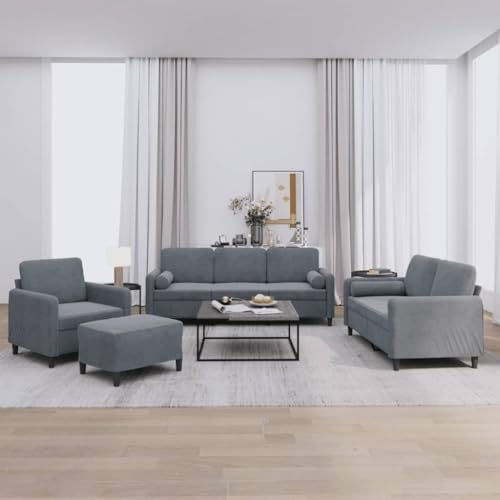 Qnhdfrt Dunkelgraue Samt Sofagarnitur 4-teilig mit 10 Kissen – Set inklusive Sessel, 2-Sitzer Sofa, 3-Sitzer Couch und Fußhocker für gemütliches Wohnzimmer Qnhdfrt Dunkelgraue Samt Sofagarnitur 4-teilig mit 10 Kissen – Set inklusive Sessel, 2-Sitzer Sofa, 3-Sitzer Couch und Fußhocker für gemütliches Wohnzimmer von Qnhdfrt