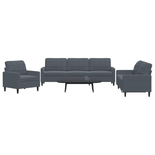Qnhdfrt Dunkelgraue Samt Sofagarnitur Set mit Kissen - 3-Sitzer Sofa + 2-Sitzer + Sessel, Modernes Design für Wohnzimmer und Lounge Qnhdfrt Dunkelgraue Samt Sofagarnitur Set mit Kissen - 3-Sitzer Sofa + 2-Sitzer + Sessel, Modernes Design für Wohnzimmer und Lounge von Qnhdfrt
