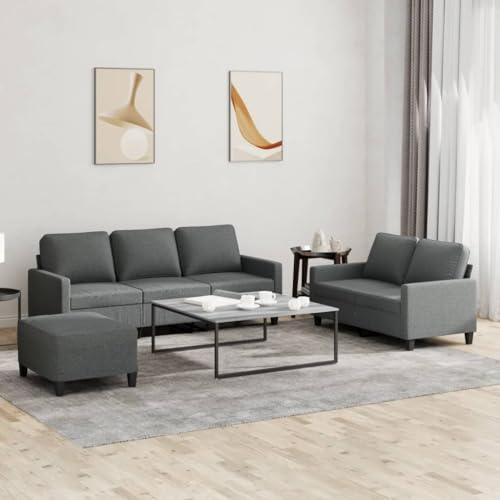 Qnhdfrt Dunkelgraue Sofagarnitur mit Hocker 2+3-Sitzer Set Stoff Wohnlandschaft für Wohnzimmer Balkon Modernes Design Robust Qnhdfrt Dunkelgraue Sofagarnitur mit Hocker 2+3-Sitzer Set Stoff Wohnlandschaft für Wohnzimmer Balkon Modernes Design Robust von Qnhdfrt