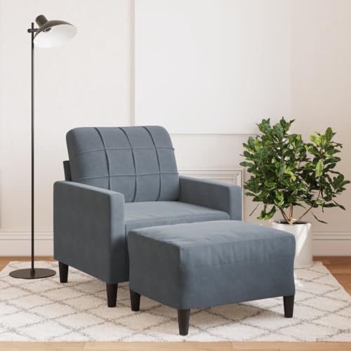 Qnhdfrt Dunkelgrauer Samt Sessel mit Hocker 60 cm Modernes Design Bequem für Wohnzimmer Balkon Esszimmer Leseecke Qnhdfrt Dunkelgrauer Samt Sessel mit Hocker 60 cm Modernes Design Bequem für Wohnzimmer Balkon Esszimmer Leseecke von Qnhdfrt
