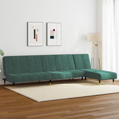 Qnhdfrt Dunkelgrüne Samt Sofagarnitur 2-TLG Schlafsofa mit Chaiselongue, Ausziehbares Sofabett Funktion, Klein und Platzsparend für Wohnzimmer oder Balkon, Bequemes Design mit Weichem Stoff Qnhdfrt Dunkelgrüne Samt Sofagarnitur 2-TLG Schlafsofa mit Chaiselongue, Ausziehbares Sofabett Funktion, Klein und Platzsparend für Wohnzimmer oder Balkon, Bequemes Design mit Weichem Stoff von Qnhdfrt