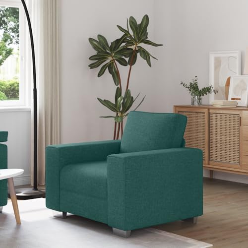 Qnhdfrt Dunkelgrüner Ergonomischer Sessel 59 cm aus Polyester – Moderner Relaxsessel für Wohnzimmer mit robustem Holzrahmen, bequem zum Lesen und Entspannen von Qnhdfrt