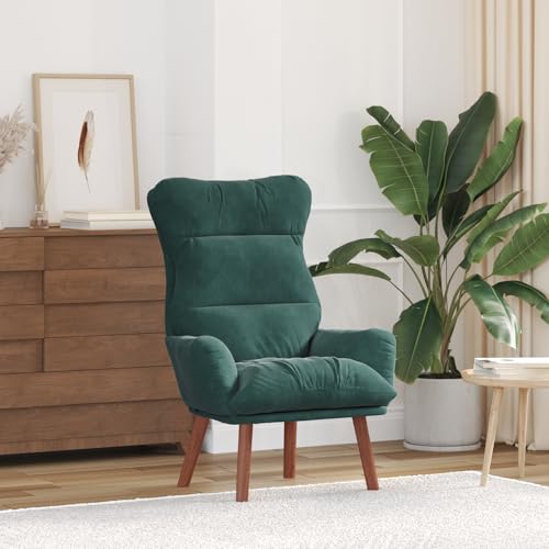 Qnhdfrt Dunkelgrüner Samt Entspannungsstuhl mit Ergonomischem Design Rechteckige Form für Wohnzimmer Leseecke Bequemer Sessel mit Abnehmbarem Kissen von Qnhdfrt