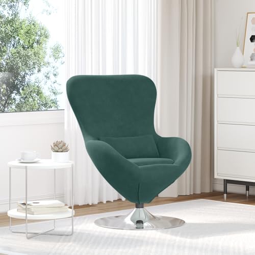 Qnhdfrt Dunkelgrüner Samt Loungesessel mit Verstellbaren Armlehnen und 360-Grad-Schwenkfunktion für Wohnzimmer Schlafzimmer oder Leseecke – Modernes Oval Design aus Polyesterstoff von Qnhdfrt