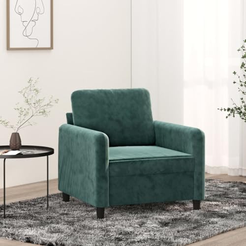 Qnhdfrt Dunkelgrüner Samt Sessel 60 cm Sitzbreite Moderner Relaxsessel für Wohnzimmer Balkon Esszimmer mit Metallgestell und Bequemlichkeit von Qnhdfrt