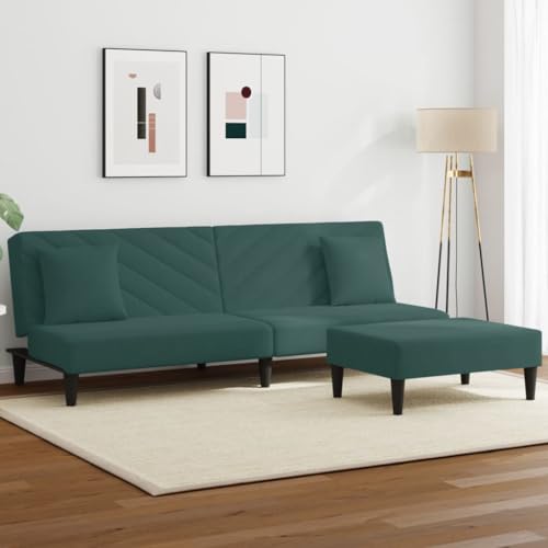 Qnhdfrt Dunkelgrünes Samt Schlafsofa Set mit Kissen und Fußhocker, 2-TLG. Sofagarnitur mit 2-in-1 Funktion, Kompaktes Sofa zu Bett für Wohnzimmer Balkon Kleine Räume Qnhdfrt Dunkelgrünes Samt Schlafsofa Set mit Kissen und Fußhocker, 2-TLG. Sofagarnitur mit 2-in-1 Funktion, Kompaktes Sofa zu Bett für Wohnzimmer Balkon Kleine Räume von Qnhdfrt