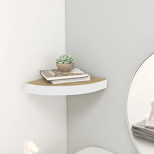 Qnhdfrt Eck-Wandregal Schwebend Eichen-Optik Weiß 35x35x3,8 cm MDF Metall für Bücher Deko in Wohnzimmer Bad Küche Qnhdfrt Eck-Wandregal Schwebend Eichen-Optik Weiß 35x35x3,8 cm MDF Metall für Bücher Deko in Wohnzimmer Bad Küche von Qnhdfrt