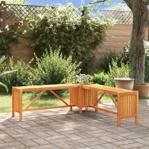 Qnhdfrt Eckbank Gartenbank mit Pflanzkübel Massivholz Akazie Outdoor 117x117x40 cm für Balkon Terrasse Garten von Qnhdfrt