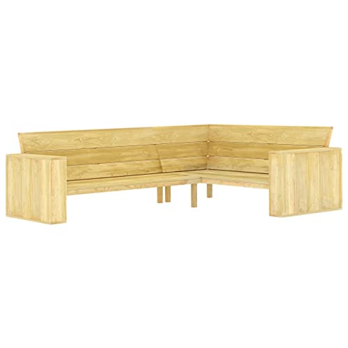 Qnhdfrt Eckbank aus imprägniertem Kiefernholz 239 cm Outdoor Gartenbank mit Rückenlehne Armlehne für Garten Terrasse Balkon von Qnhdfrt