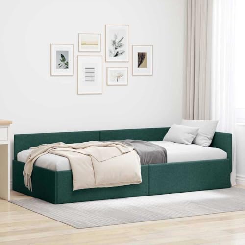 Qnhdfrt Eckbettgestell 194x94 cm Dunkelgrün aus Holzwerkstoff mit robustem Lattenrost Modernes Daybed Sofa für Gästezimmer Jugendzimmer Wohnzimmer Qnhdfrt Eckbettgestell 194x94 cm Dunkelgrün aus Holzwerkstoff mit robustem Lattenrost Modernes Daybed Sofa für Gästezimmer Jugendzimmer Wohnzimmer von Qnhdfrt