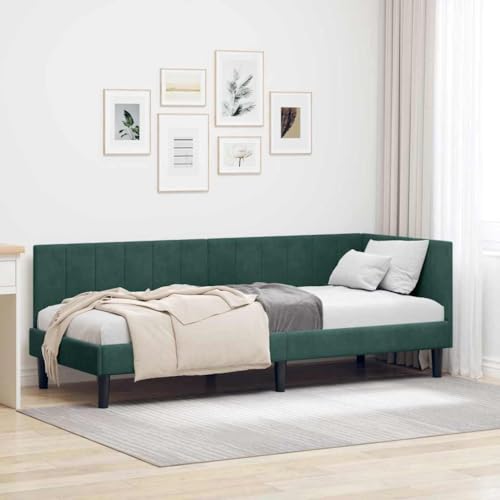 Qnhdfrt Eckbettgestell Dunkelgrün 80 x 200 cm Samt Modernes Headboard mit Lattenrahmen Robustes Holzwerkstoff Bett Frame für Schlafzimmer Jugendzimmer Gästezimmer Qnhdfrt Eckbettgestell Dunkelgrün 80 x 200 cm Samt Modernes Headboard mit Lattenrahmen Robustes Holzwerkstoff Bett Frame für Schlafzimmer Jugendzimmer Gästezimmer von Qnhdfrt