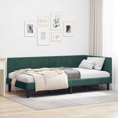Qnhdfrt Eckbettgestell Dunkelgrün 90x190 cm Samt Kopfteil Modernes Stauraum Rahmen Langlebiges Einzelbett for Jugendzimmer Gästezimmer Schlafzimmer Qnhdfrt Eckbettgestell Dunkelgrün 90x190 cm Samt Kopfteil Modernes Stauraum Rahmen Langlebiges Einzelbett for Jugendzimmer Gästezimmer Schlafzimmer von Qnhdfrt