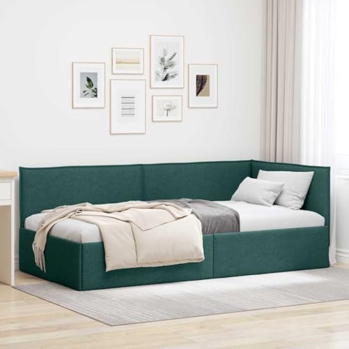 Qnhdfrt Eckbettgestell Dunkelgrün 90x200 cm Stoff Robustes Single Bed mit Wandkopfteil Platzsparendes Gästebett Modernes Designer Daybed für Jugendzimmer kleine Schlafzimmer und Home Office Qnhdfrt Eckbettgestell Dunkelgrün 90x200 cm Stoff Robustes Single Bed mit Wandkopfteil Platzsparendes Gästebett Modernes Designer Daybed für Jugendzimmer kleine Schlafzimmer und Home Office von Qnhdfrt