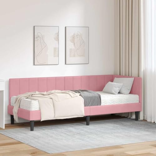 Qnhdfrt Eckbettgestell Rosa 80 x 200 cm Samt mit Matratze Modernes Design Robuste Holzkonstruktion Langlebiges Single Bed für Schlafzimmer Jugendzimmer und Gästezimmer Qnhdfrt Eckbettgestell Rosa 80 x 200 cm Samt mit Matratze Modernes Design Robuste Holzkonstruktion Langlebiges Single Bed für Schlafzimmer Jugendzimmer und Gästezimmer von Qnhdfrt