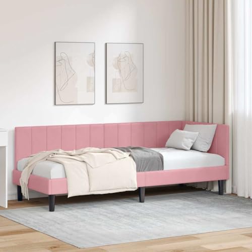 Qnhdfrt Eckbettgestell Rosa Samt 80x200 cm mit Lattenrahmen Modernes Schlafsofa Design Robuste Struktur und Stauraumoptik für Singles Jugendzimmer und Gästezimmer Qnhdfrt Eckbettgestell Rosa Samt 80x200 cm mit Lattenrahmen Modernes Schlafsofa Design Robuste Struktur und Stauraumoptik für Singles Jugendzimmer und Gästezimmer von Qnhdfrt