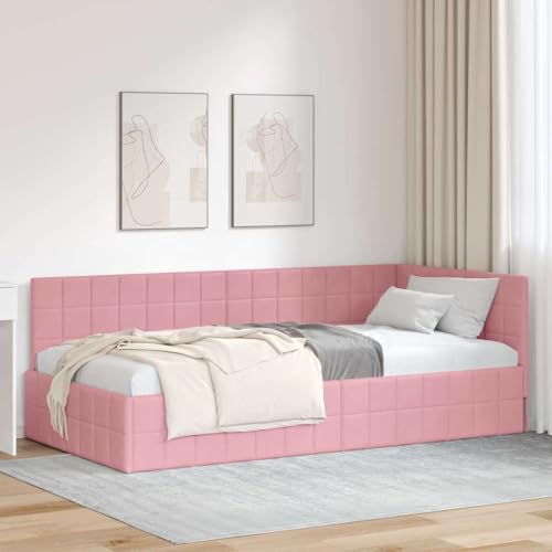 Qnhdfrt Eckbettgestell Rosa Samt 90x200 cm Modernes Design Stabiler Sperrholzrahmen mit Lattenrost Platzsparendes Daybed für Jugendzimmer Gästezimmer und Studioapartments Qnhdfrt Eckbettgestell Rosa Samt 90x200 cm Modernes Design Stabiler Sperrholzrahmen mit Lattenrost Platzsparendes Daybed für Jugendzimmer Gästezimmer und Studioapartments von Qnhdfrt