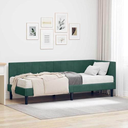 Qnhdfrt Eckbettgestell Samt Dunkelgrün 80 x 200 cm Modernes Design Robuste Holzkonstruktion Mittelfeste Matratze für Schlafzimmer Gästezimmer Jugendzimmer Qnhdfrt Eckbettgestell Samt Dunkelgrün 80 x 200 cm Modernes Design Robuste Holzkonstruktion Mittelfeste Matratze für Schlafzimmer Gästezimmer Jugendzimmer von Qnhdfrt