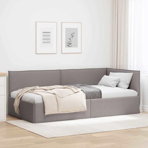 Qnhdfrt Eckbettgestell Taupe 194x94 cm Stoff mit Wandkopfteil Modernes Single Bed für kleine Schlafzimmer Jugendzimmer und Gästezimmer Qnhdfrt Eckbettgestell Taupe 194x94 cm Stoff mit Wandkopfteil Modernes Single Bed für kleine Schlafzimmer Jugendzimmer und Gästezimmer von Qnhdfrt