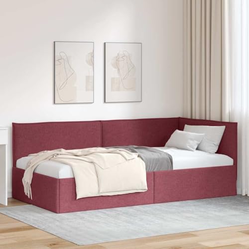 Qnhdfrt Eckbettgestell Weinrot 90x200 cm aus atmungsaktivem Stoff mit Wand-Kopfteil platzsparendes Daybed Modernes Design Robust und Langlebig für Jugendzimmer Studios und Gästezimmer Qnhdfrt Eckbettgestell Weinrot 90x200 cm aus atmungsaktivem Stoff mit Wand-Kopfteil platzsparendes Daybed Modernes Design Robust und Langlebig für Jugendzimmer Studios und Gästezimmer von Qnhdfrt