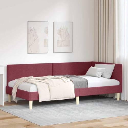 Qnhdfrt Eckbettgestell Weinrot 94x194 cm Stoff und beschichtetes Holz mit verstellbarem Kopfteil Modernes Design und robuste Lattenbasis als Gästebett oder Jugendbett für Schlafzimmer und Gästezimmer Qnhdfrt Eckbettgestell Weinrot 94x194 cm Stoff und beschichtetes Holz mit verstellbarem Kopfteil Modernes Design und robuste Lattenbasis als Gästebett oder Jugendbett für Schlafzimmer und Gästezimmer von Qnhdfrt