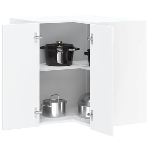 Qnhdfrt Eckhängeschrank Küchenschrank Hochglanz-Weiß Holzwerkstoff 57x57x60cm Eckvitrine mit Platzoptimierung für Küchen von Qnhdfrt