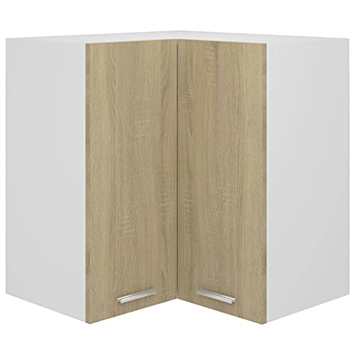 Qnhdfrt Eckhängeschrank Lyon Küchenschrank in Sonoma-Eiche 57x57x60 cm aus Holzwerkstoff mit Schlichtem Design und 2 Regalen für Platzsparende Küchenaufbewahrung von Qnhdfrt