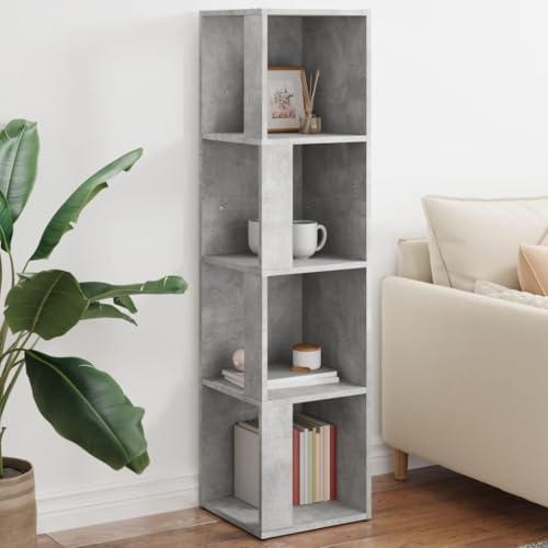 Qnhdfrt Eckregal Betongrau 33x33x132 cm Aufbewahrungsschrank aus Holzwerkstoff mit 4 Fächern, Stauraum Optimierer für Wohnzimmer, Büro und Schlafzimmer Qnhdfrt Eckregal Betongrau 33x33x132 cm Aufbewahrungsschrank aus Holzwerkstoff mit 4 Fächern, Stauraum Optimierer für Wohnzimmer, Büro und Schlafzimmer von Qnhdfrt
