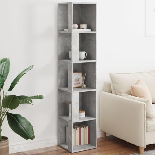 Qnhdfrt Eckregal Betongrau 33x33x164,5 cm Holzwerkstoff mit 5 Fächern Stabiles Raumspar Regal für Wohnzimmer Schlafzimmer Büro Qnhdfrt Eckregal Betongrau 33x33x164,5 cm Holzwerkstoff mit 5 Fächern Stabiles Raumspar Regal für Wohnzimmer Schlafzimmer Büro von Qnhdfrt