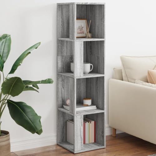 Qnhdfrt Eckregal Grau Sonoma Holzwerkstoff 33x33x132 cm Eck Aufbewahrungsschrank mit 4 Fächern Robust und Platzsparend für Wohnzimmer Schlafzimmer Büro Qnhdfrt Eckregal Grau Sonoma Holzwerkstoff 33x33x132 cm Eck Aufbewahrungsschrank mit 4 Fächern Robust und Platzsparend für Wohnzimmer Schlafzimmer Büro von Qnhdfrt