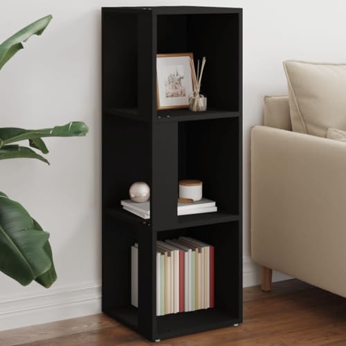Qnhdfrt Eckregal Schwarz Holzwerkstoff 33x33x100 cm Kompaktes Eckregal mit 3 Fächern Robust Stabil Platzsparend für Wohnzimmer Schlafzimmer Büro von Qnhdfrt