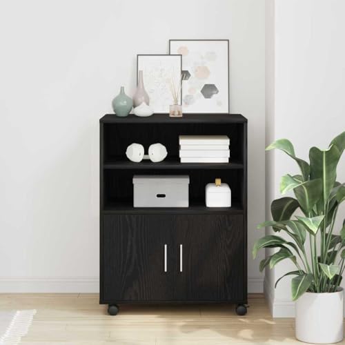 Qnhdfrt Eckschrank Moderner Eckbüroschrank aus Holzwerkstoff in Schwarz 60 x 48 x 81 cm mit 2 Türen und Stauraum für Büro Wohnzimmer oder Arbeitszimmer von Qnhdfrt